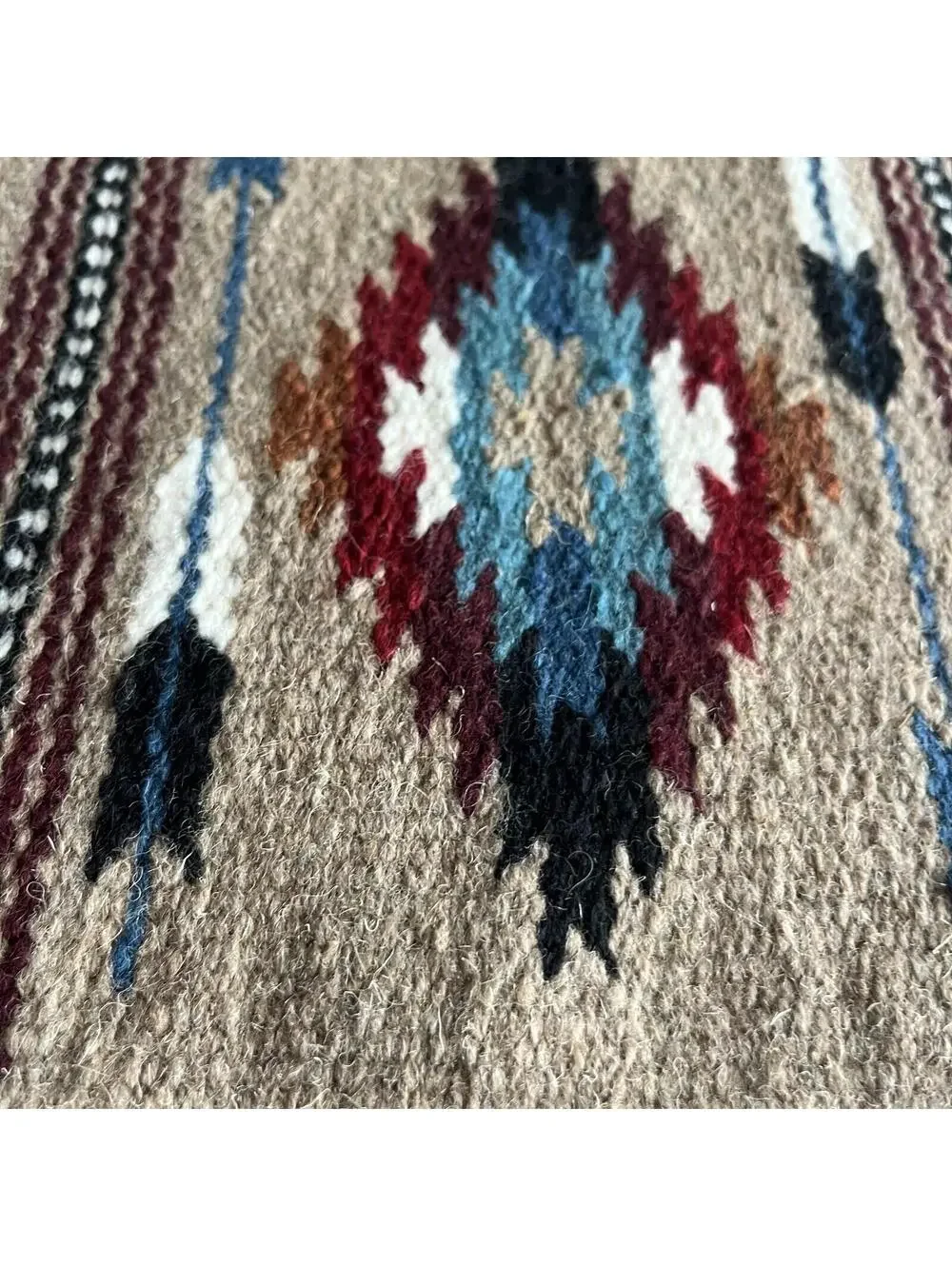 El Paso Blanket Company Woven Table Rug Fringe 90% Wool 15” X 10.5”